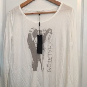 SOLD Size S NWT Halston White Cool long sleeve shirt