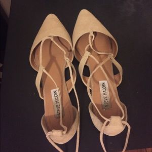 Steve Madden Lace Up Nude Ballet Flats