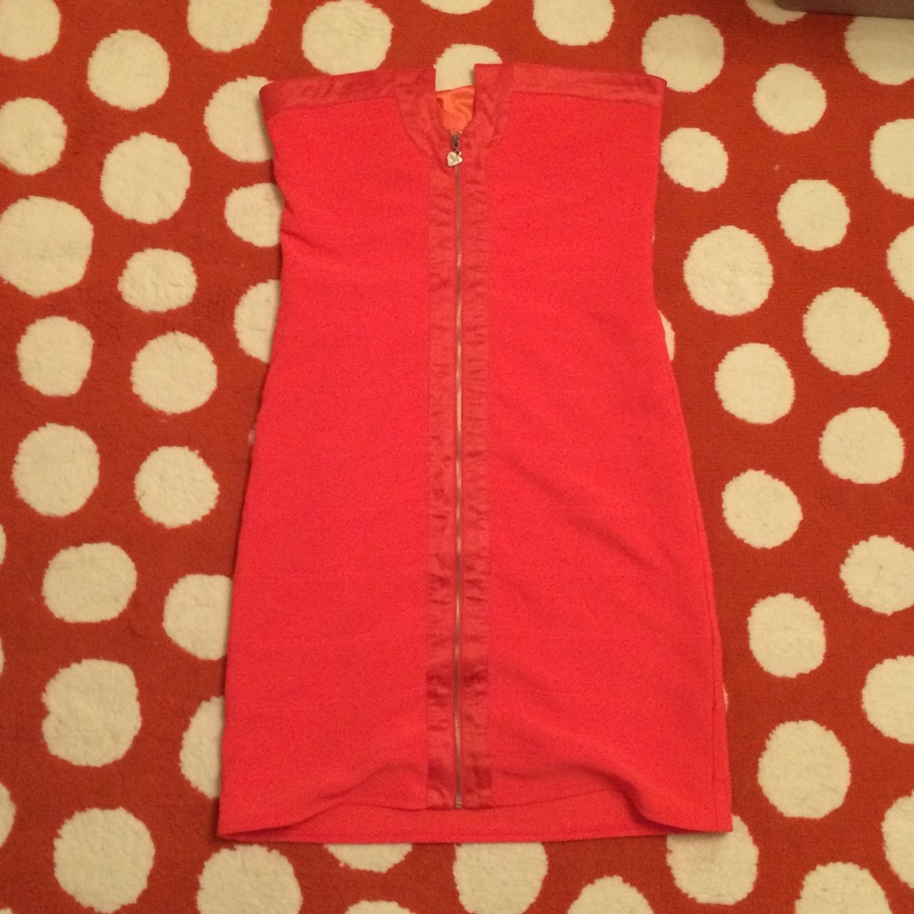 3/$20 Category Tea/f Orange Strapless Dress with Front Zip