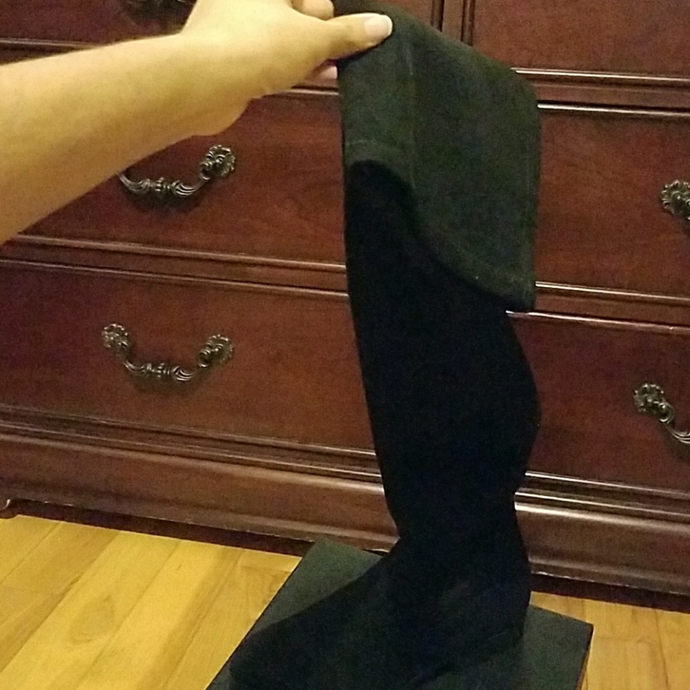 NWOT Black Suede Thigh high boots