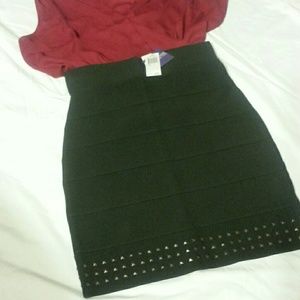 Black bandage mini skirt