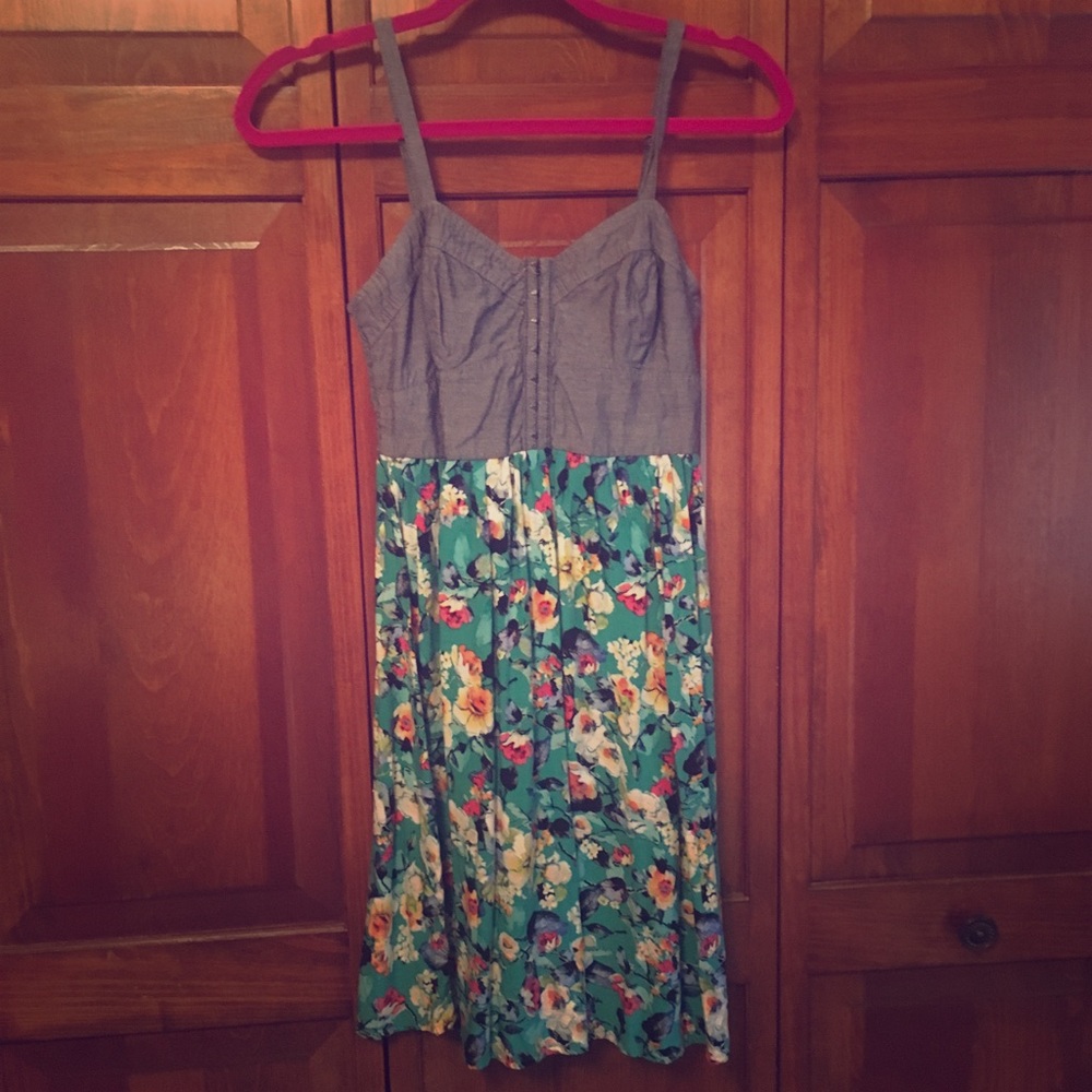 Floral denim dress