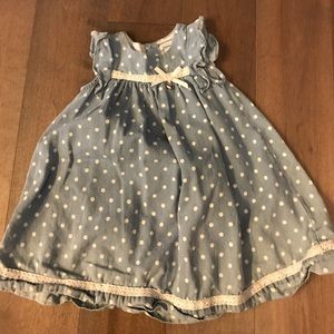 Long denim polkadotted dress