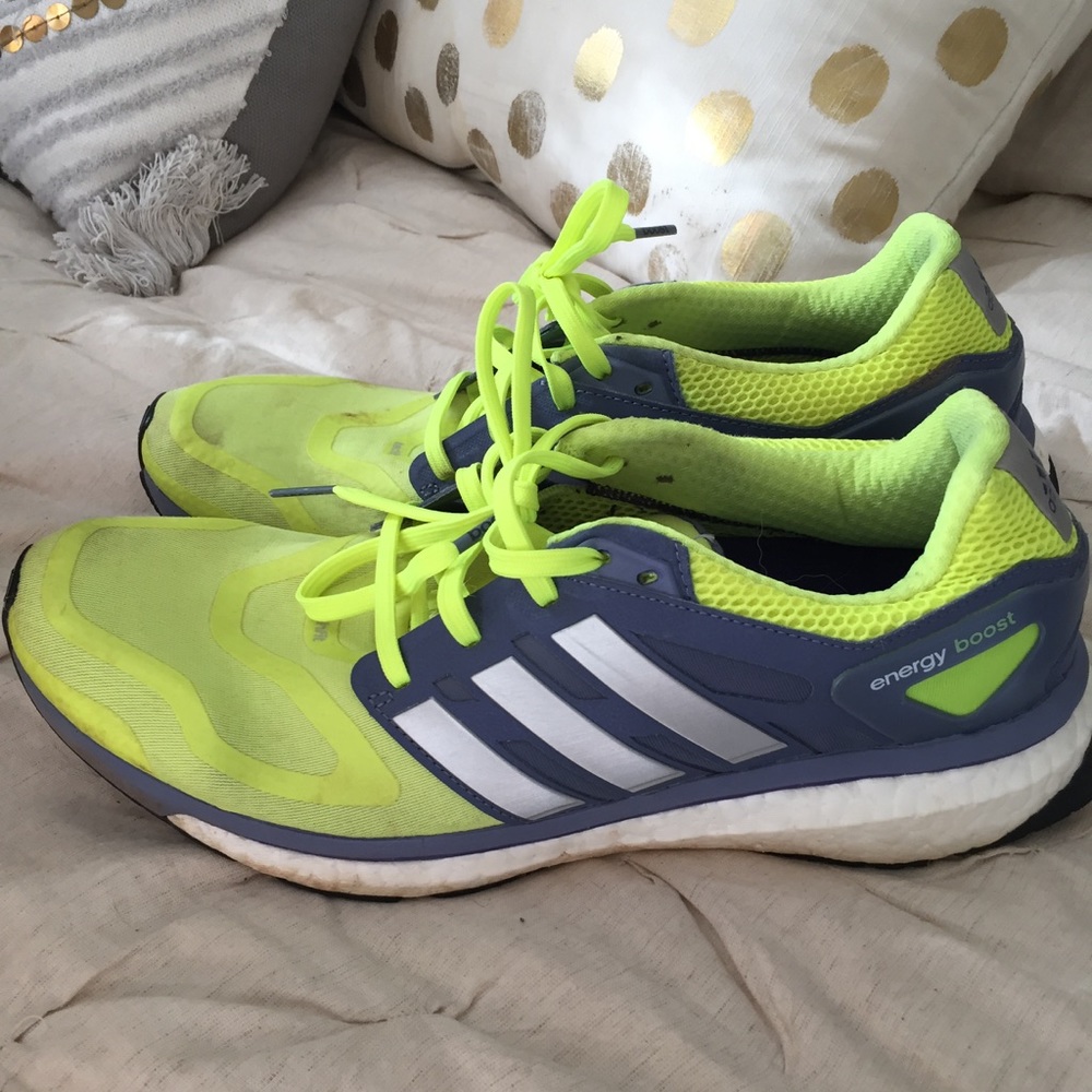 Adidas neon breathable running shoes