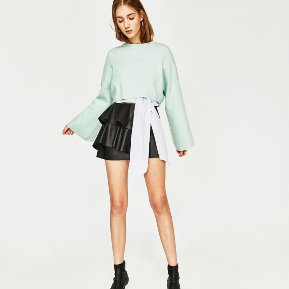 NWT ZARA leather frilly mini skirt
