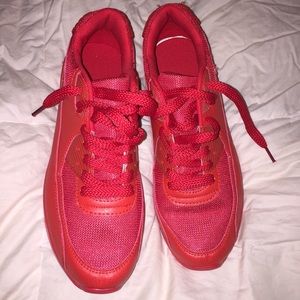 All red sneakers