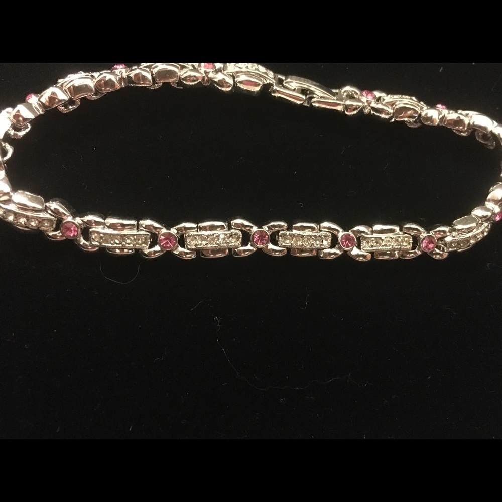 Silver and pink bracelet