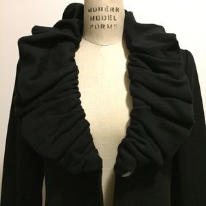 Tahari ruffled shawl collar coat sz S