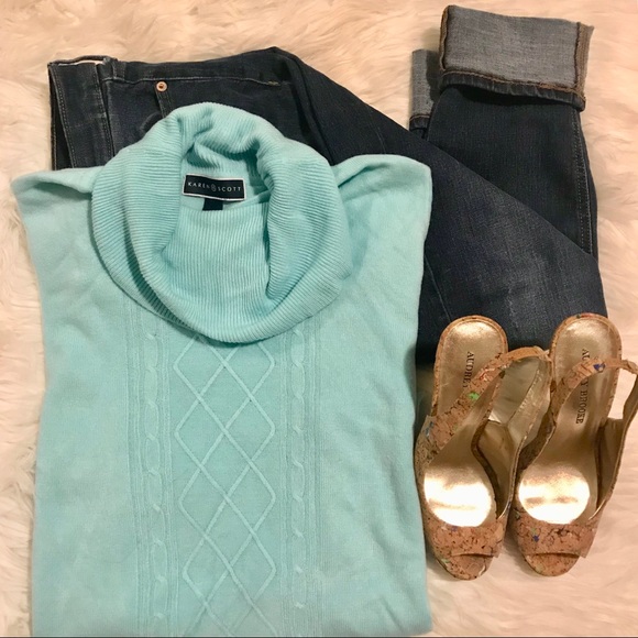 Aqua Karen Scott acrylic sweater