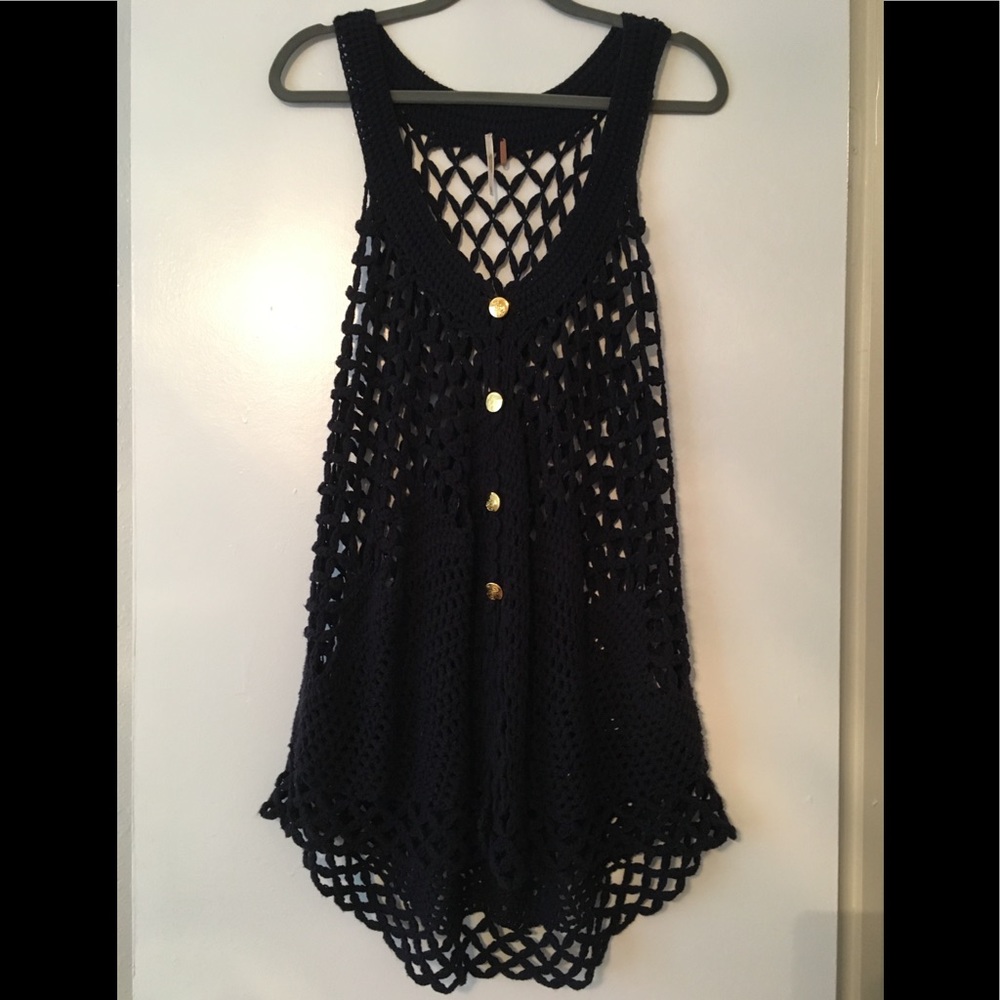 Vintage Free People Knit Button Down Tunic