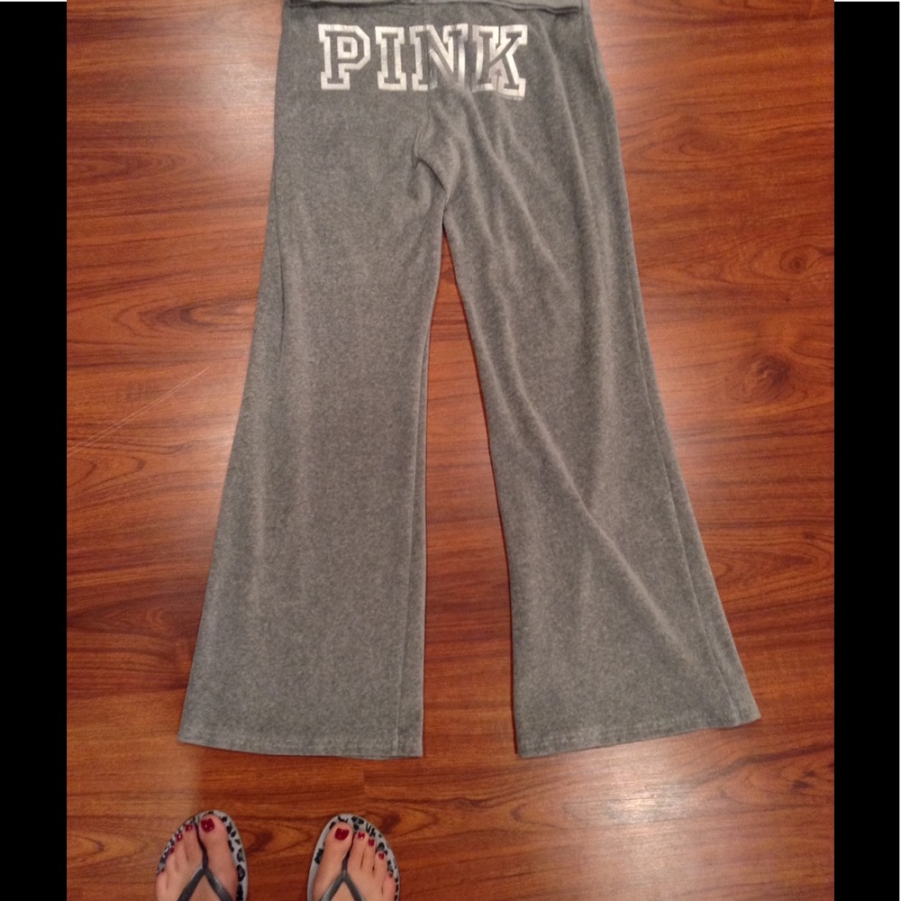 Pink Light Gray Velour Pants