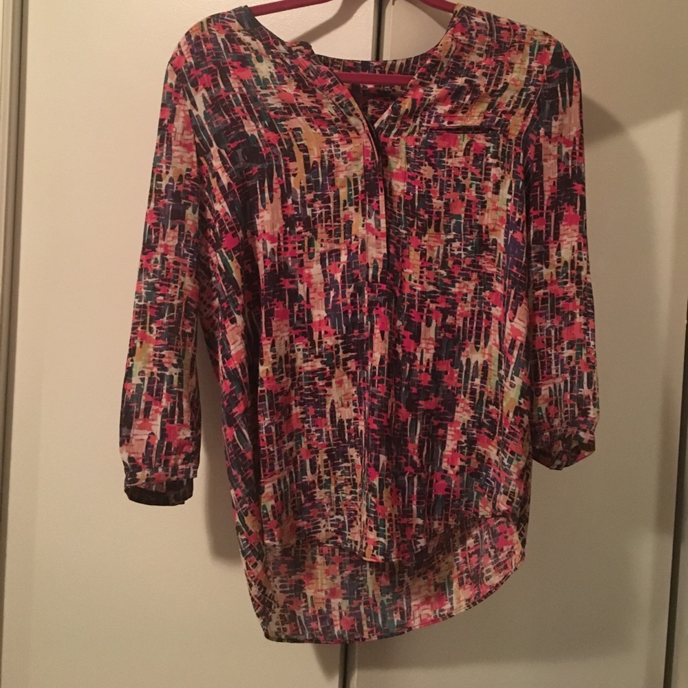 NYDJ multi-colored  flowy blouse "Henley"