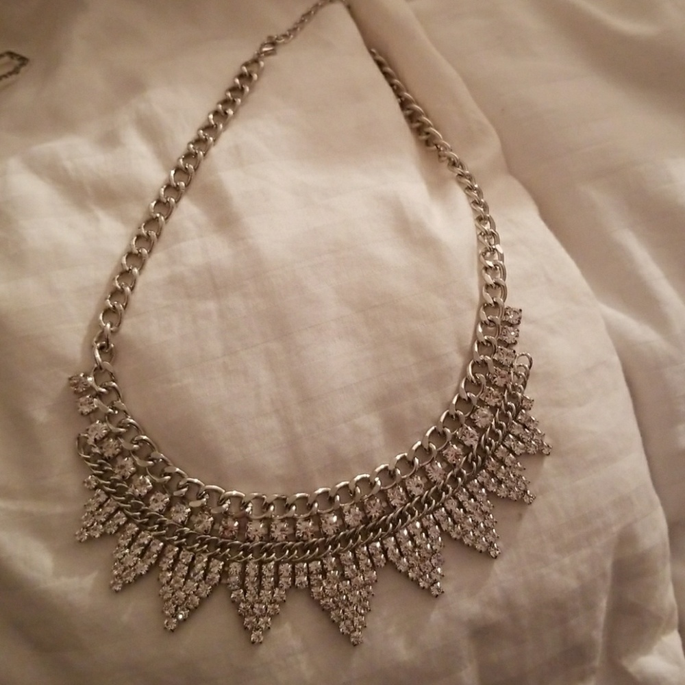 Funky punk silver statement necklace