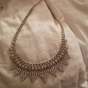 Funky punk silver statement necklace
