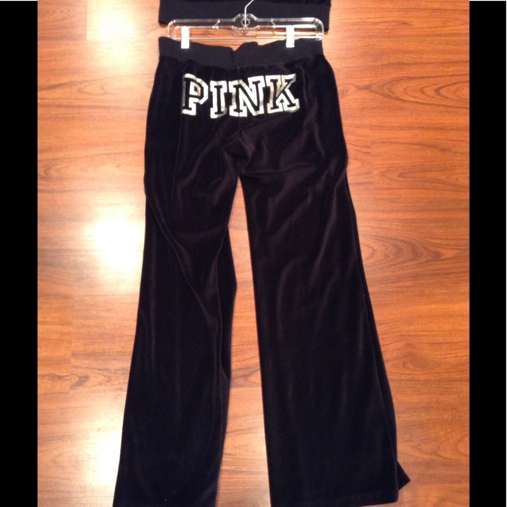 Black Velour Pink Pants