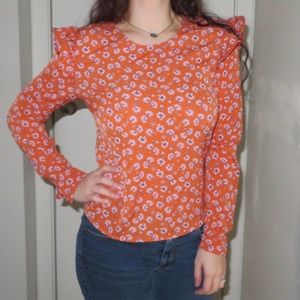 Floral Ruffle Sleeve Blouse