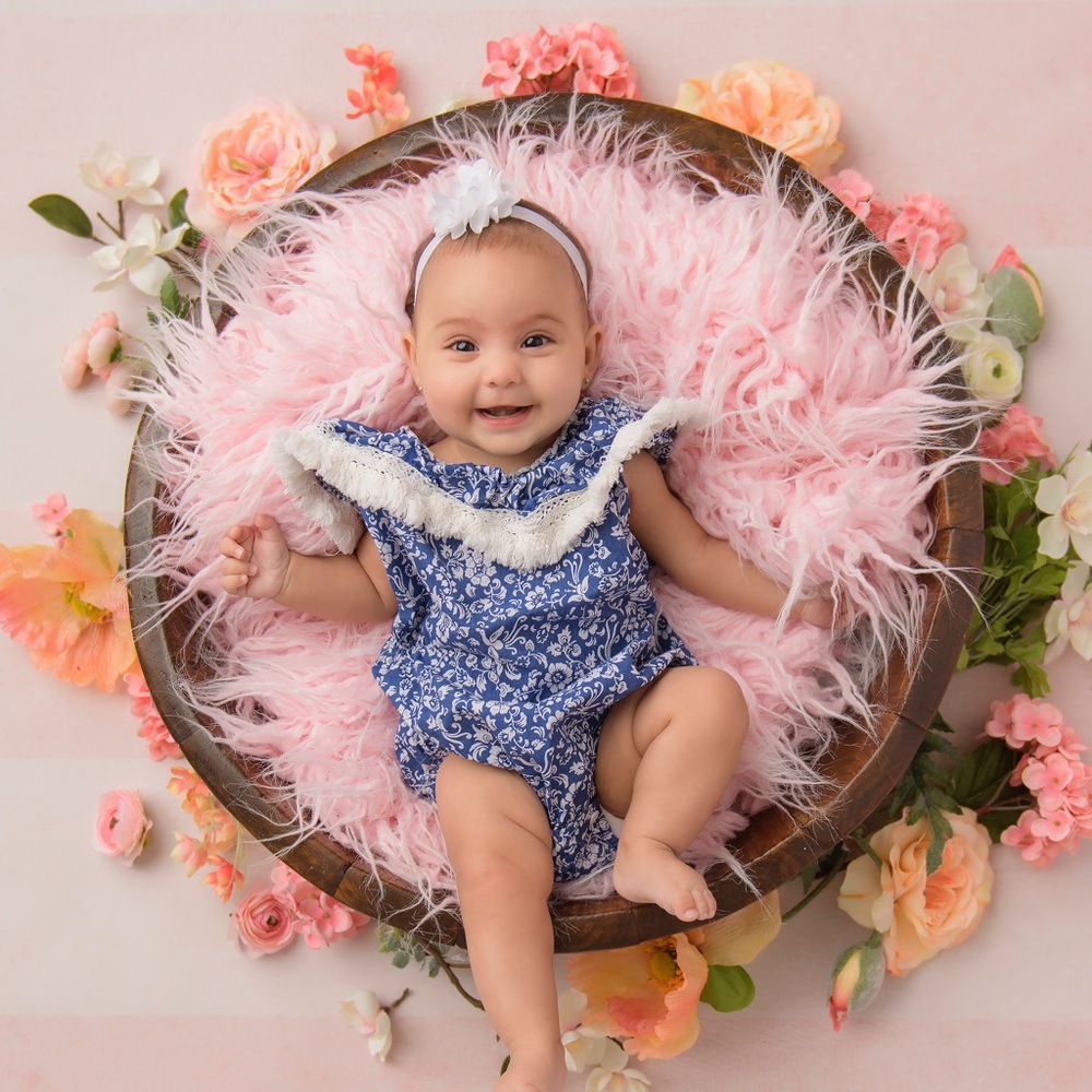 Baby Girls Classical Leaf Collar Floral Romper