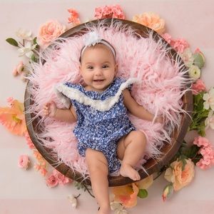 Baby Girls Classical Leaf Collar Floral Romper