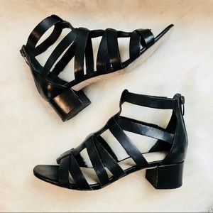 Via Spiga Black Leather Strap Sandals - size 6