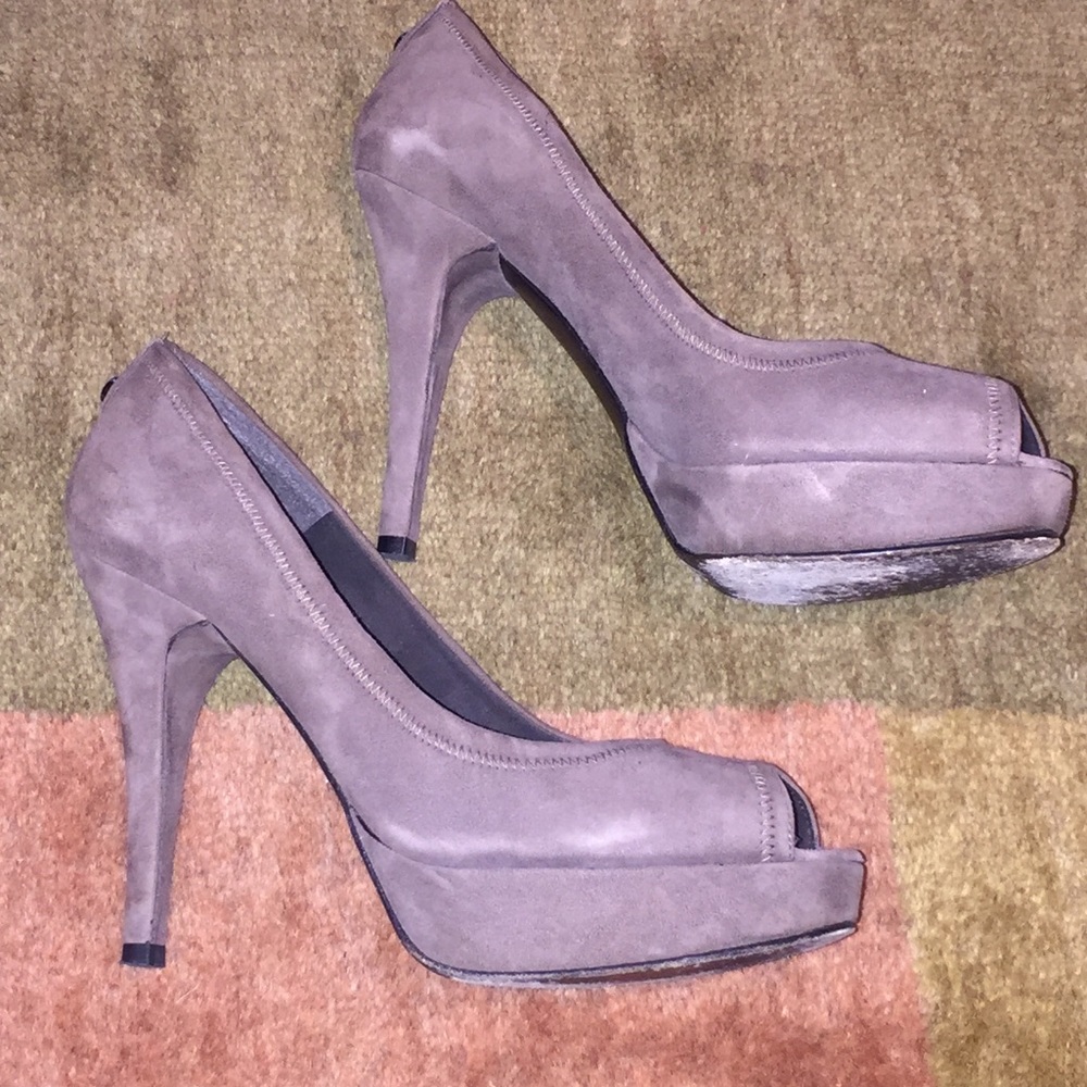 Stuart Weitzman Suede Peep-Toe Pumps, Women, Sz 7