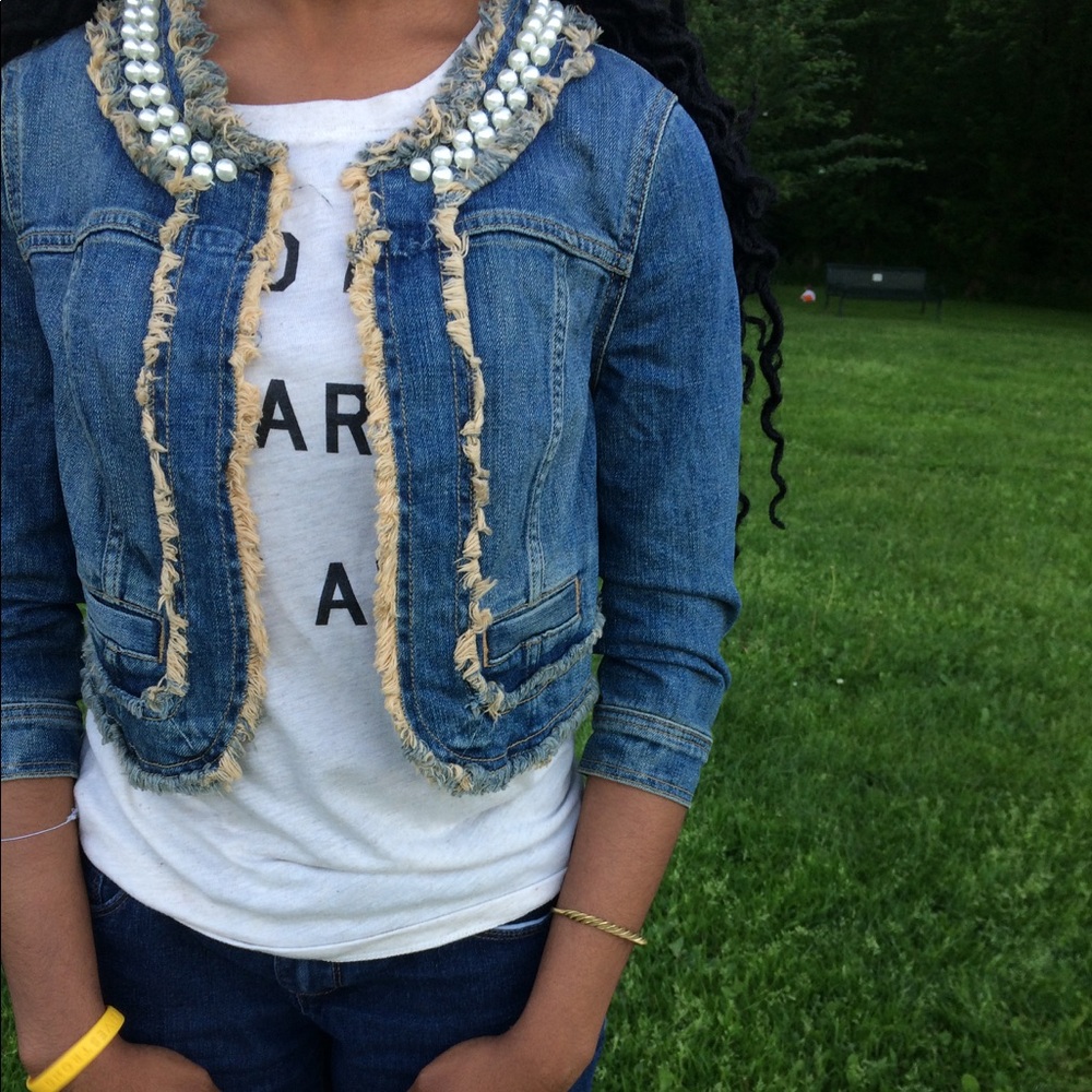 A beaded jean jacket