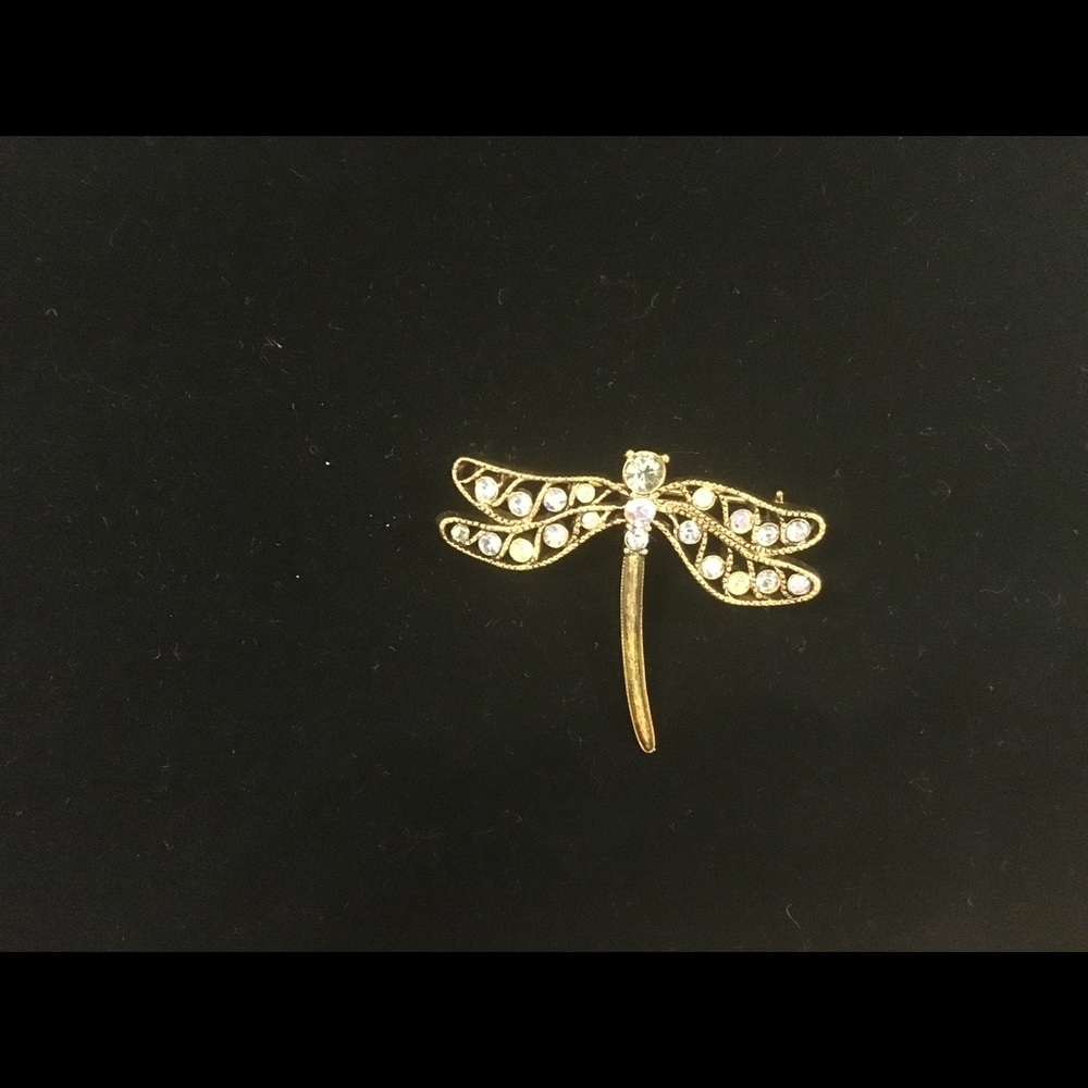 Green, blue and silver dragonfly brooch