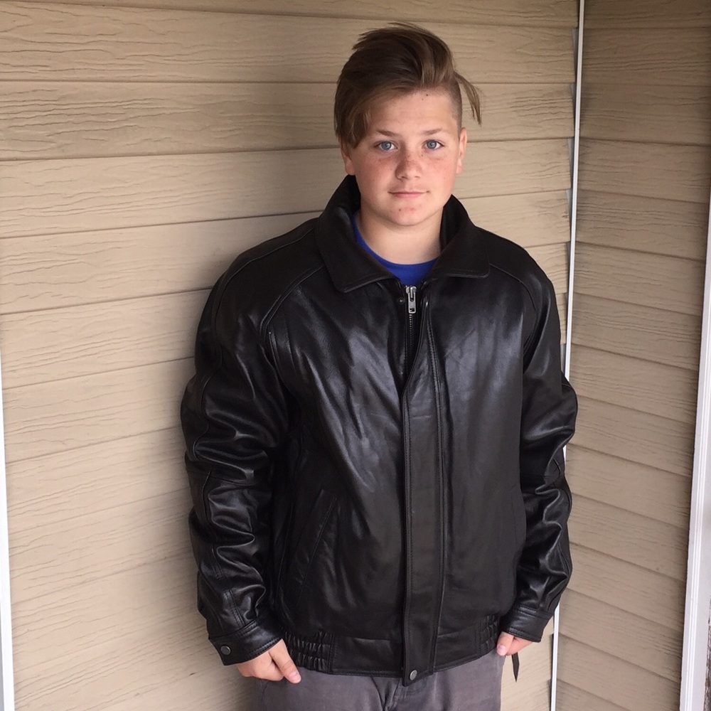 Mason & Cooper Black Leather Bomber Fur Lining NEW