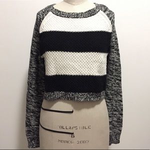 Express cropped striped melange sweater sz S