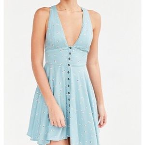 Urban Outfitters Blue Button-down Floral Dress