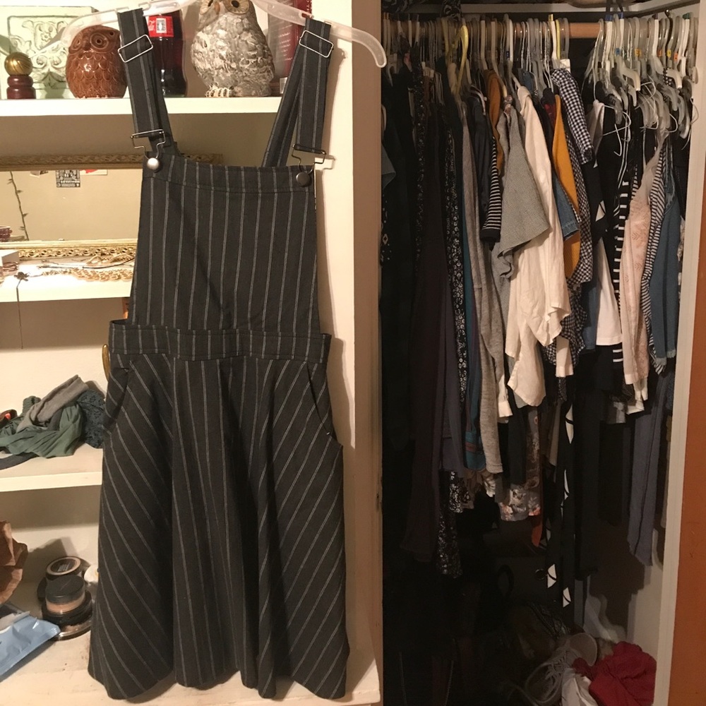 cute striped overall dress