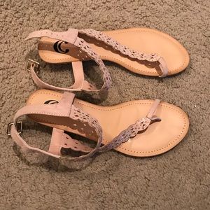 NWOT Charming Charlie Nude Sparkly Flat Sandals