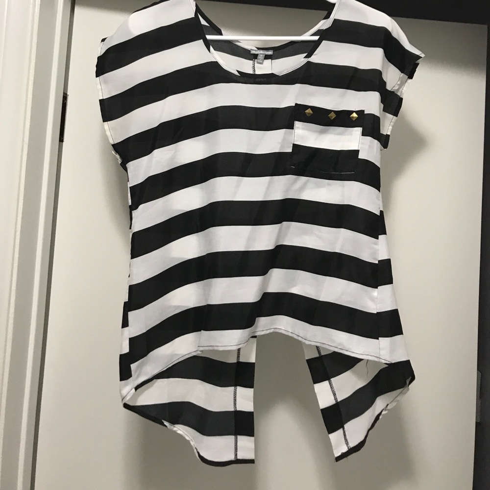 Sheer black and white open back top