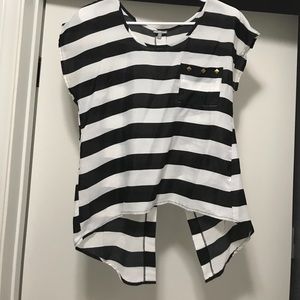 Sheer black and white open back top