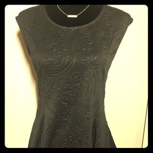 Black Paisley Imprinted Peplum Sleeveless Top