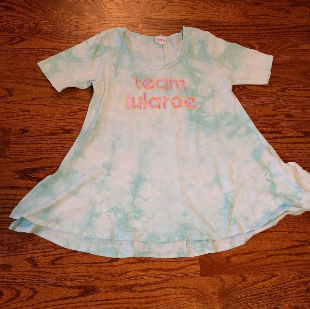 LuLaRoe Perfect Tee, Aqua Tie Dye, Small