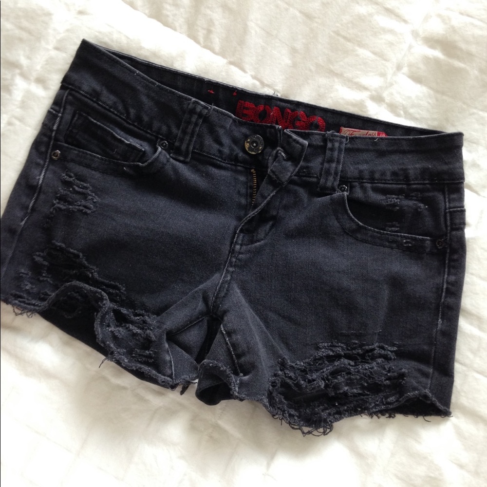 Black cut off jean shorts, destroyed