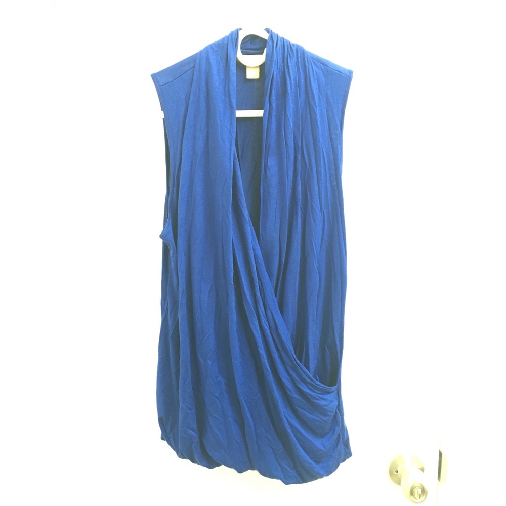 Vibrant blue drape sleeveless top