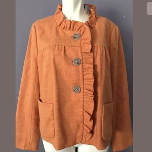 🌼New J Crew lined wool Coat Orange size 12