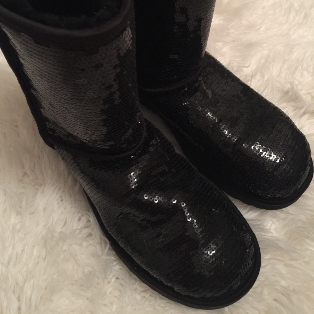Black sequin Ugg boots