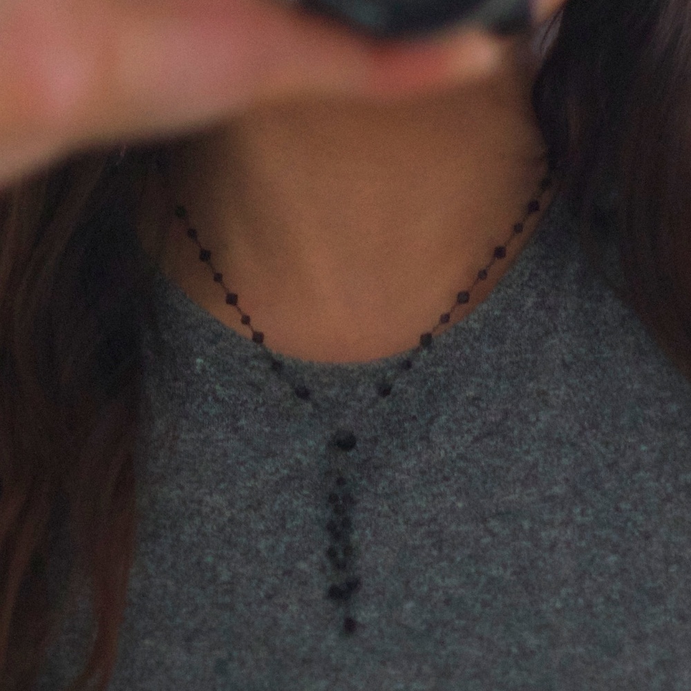 Delicate Necklace with Black Beading