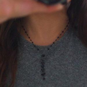 Delicate Necklace with Black Beading
