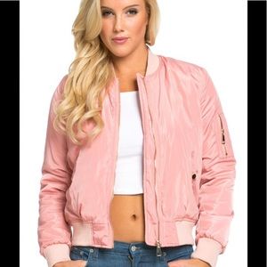 Basic baby pink bomber w/utility pockets