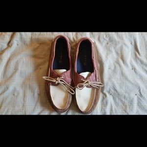 Men's sperrys red and white accents