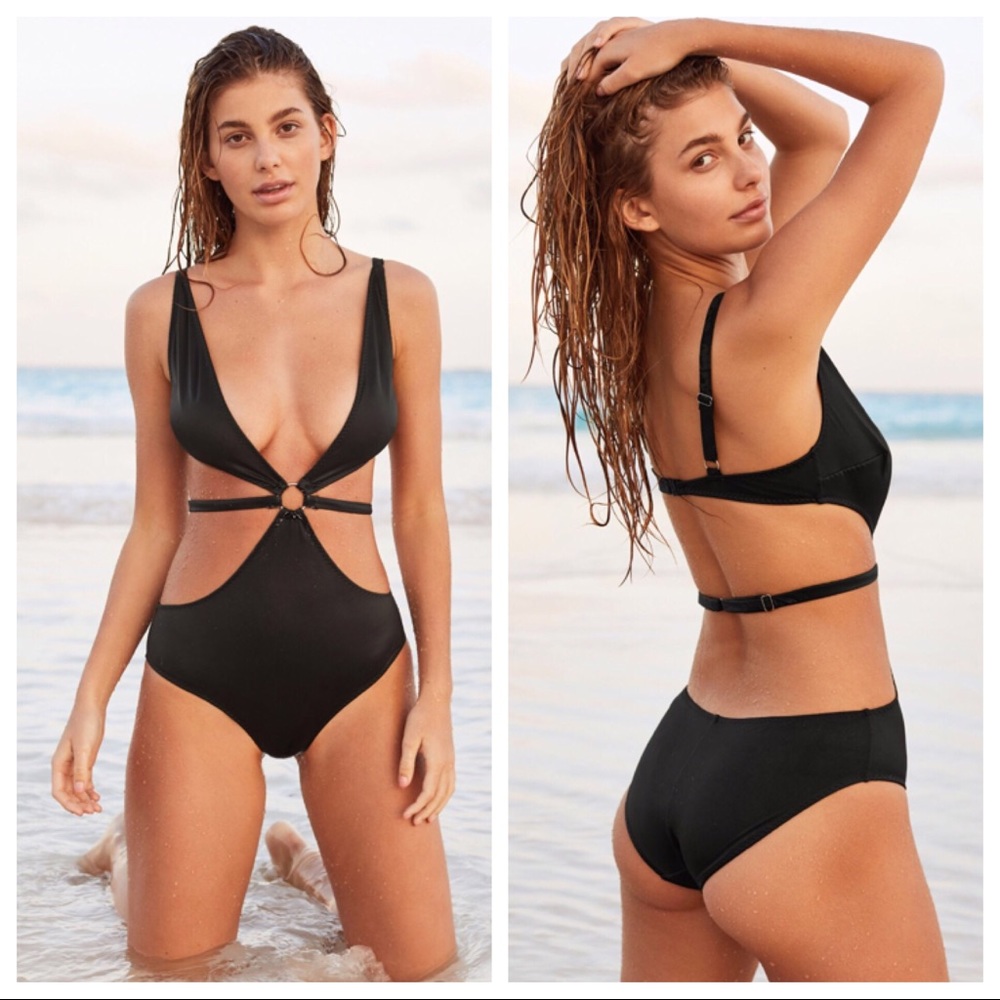 Thistle & Spire Cross My Heart Black Swimsuit - Picture 3 of 4