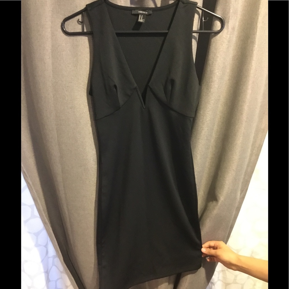 Black Plunge V-neck Racerback Mini Dress