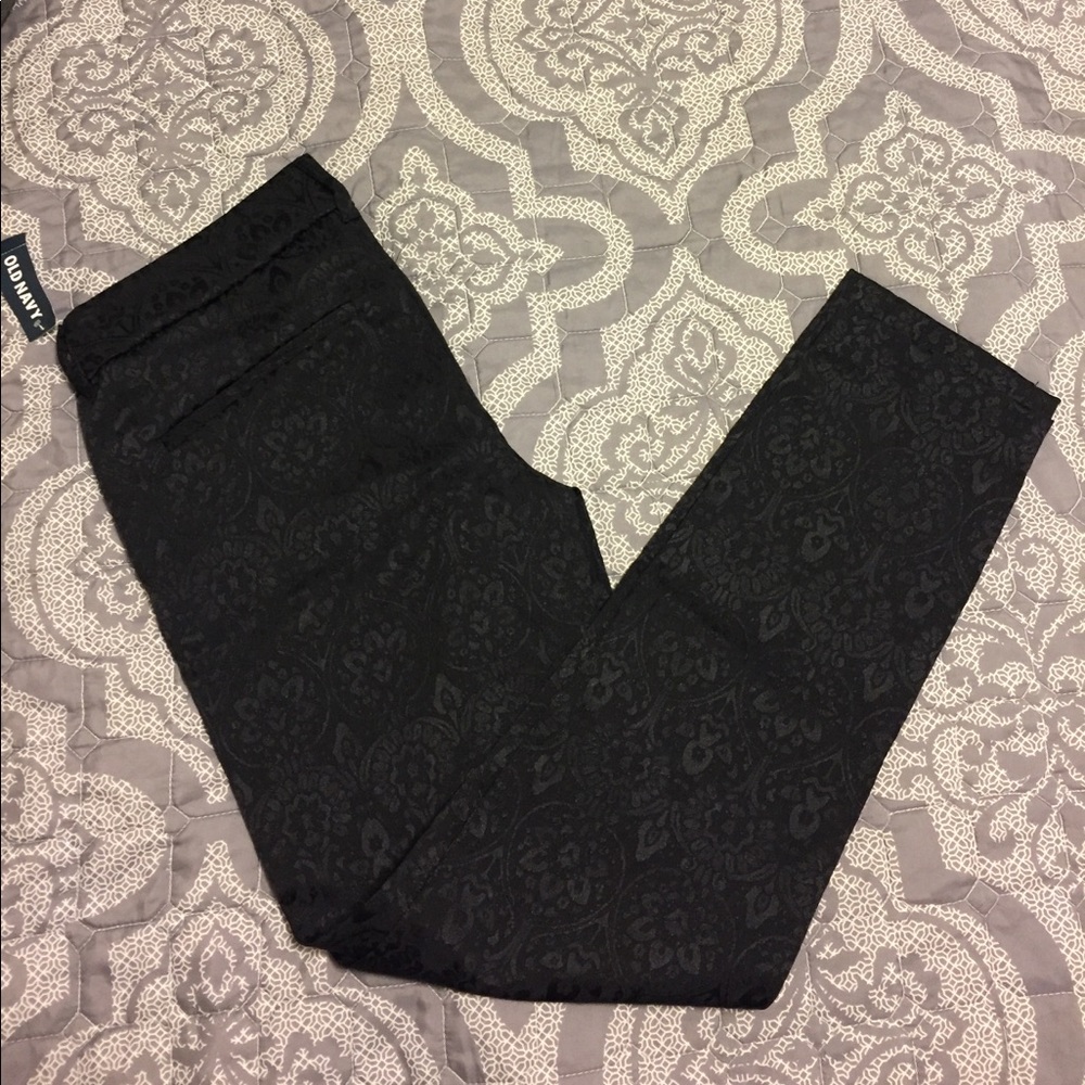 Black Jacquard skinny ankle pant