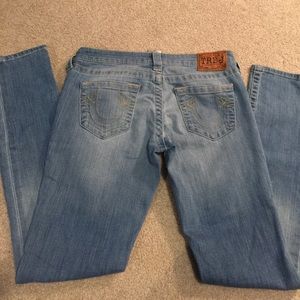 True Religion light wash skinny jeans