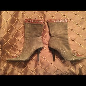 Italian Olive Green Suede & Saddle Leather Boots