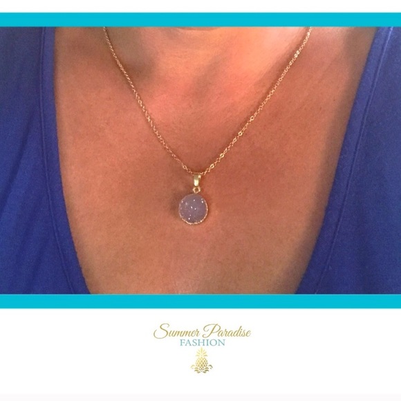 🆕 24k Titanium Druzy Necklace - Picture 2 of 4