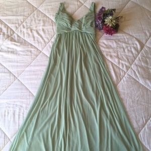 DAVID'S BRIDAL Long Mesh Dress w/ Cowl Back Detail